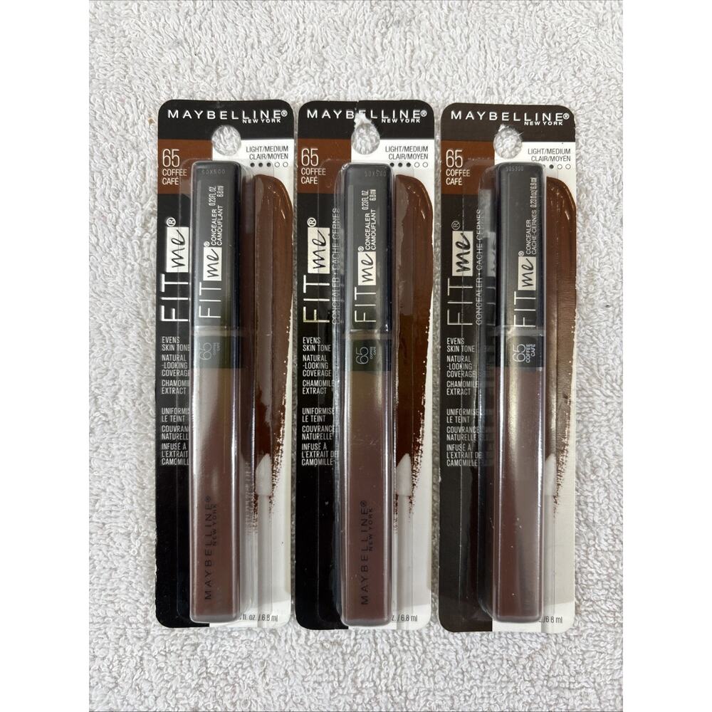 3 PACK ~ Maybelline Light Medium 065 Coffee Concealer 0.23 0z/6.8 ml each NEW